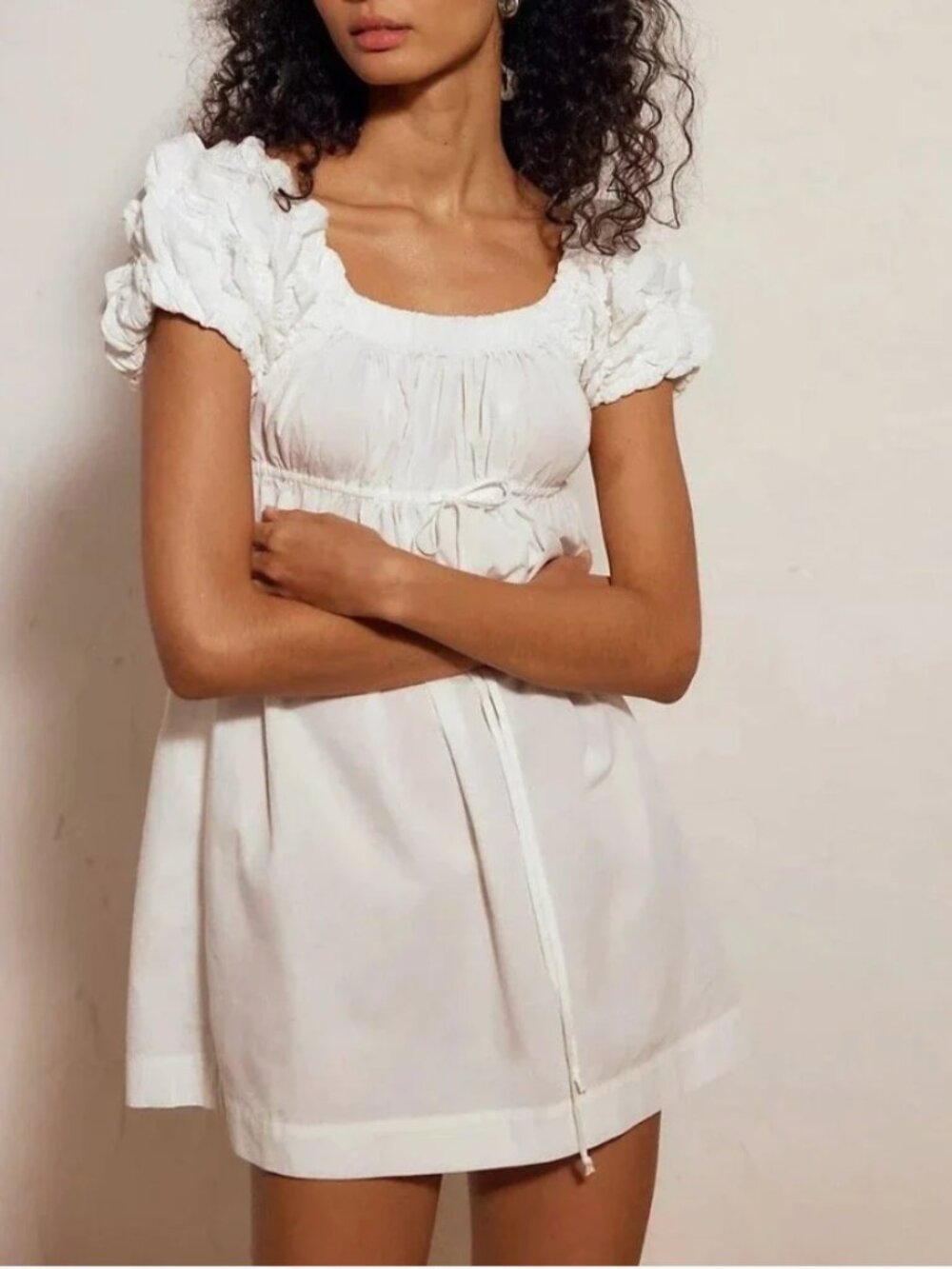 Free People Women's Flaunt It Mini Dress In Clean Ivory - Size Medium NWT